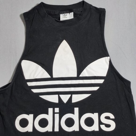 Adidas Tank Top women's size S black with white logo loose fit - Picture 2 of 9